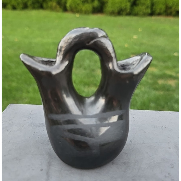 Santa Clara Pottery Matte on Black Wedding Vase P Tafoya 3"h x 3"w Phyllis - Picture 1 of 15